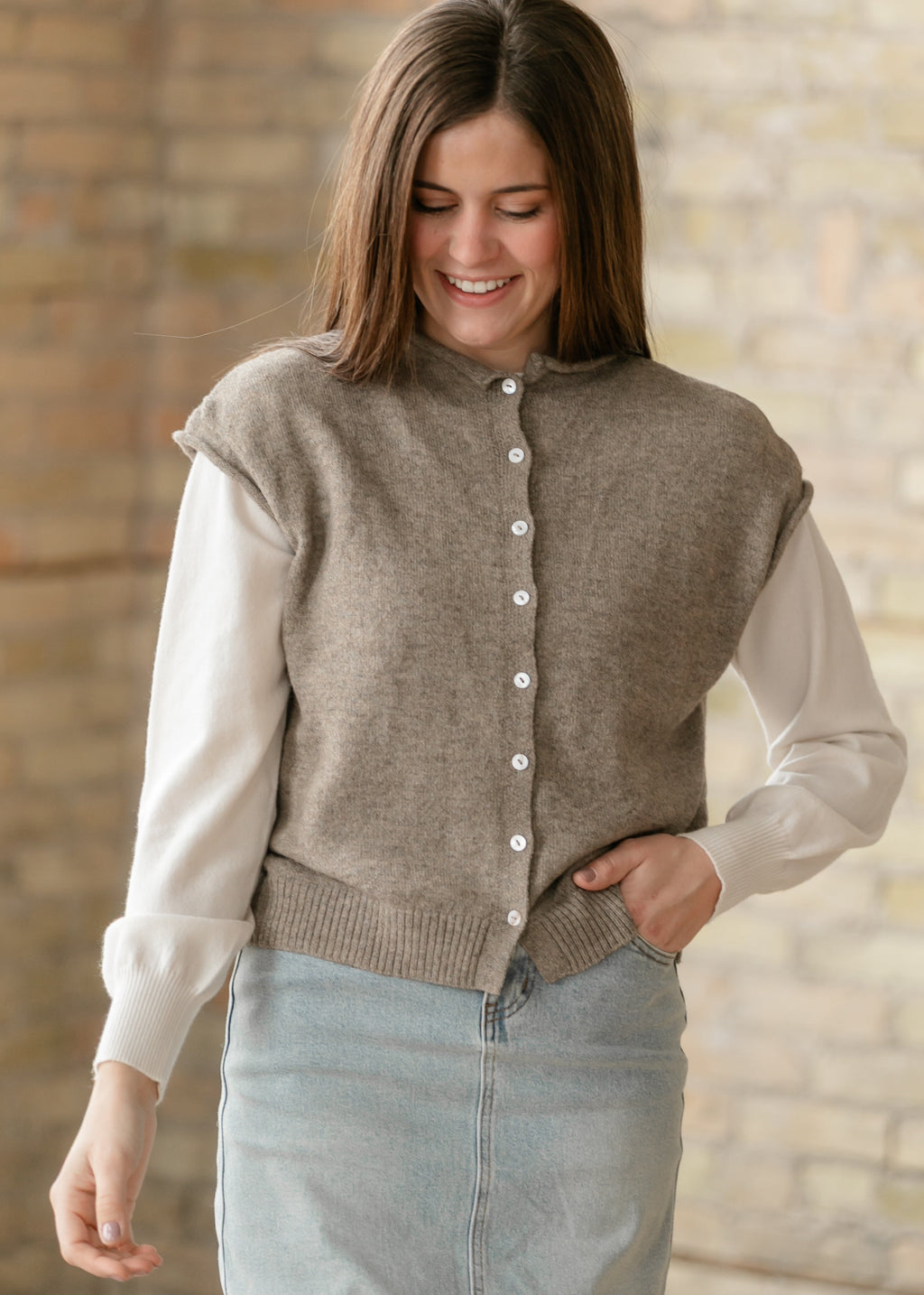 Things Between® Mocha Piper Vest Cardigan - FINAL SALE