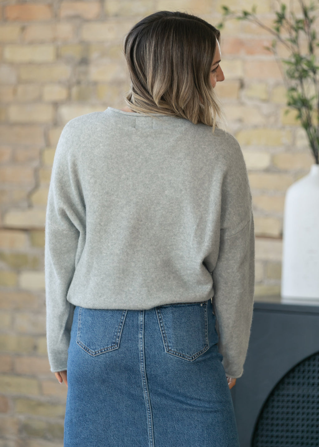 Things Between® Oversized Gray Piper Pullover