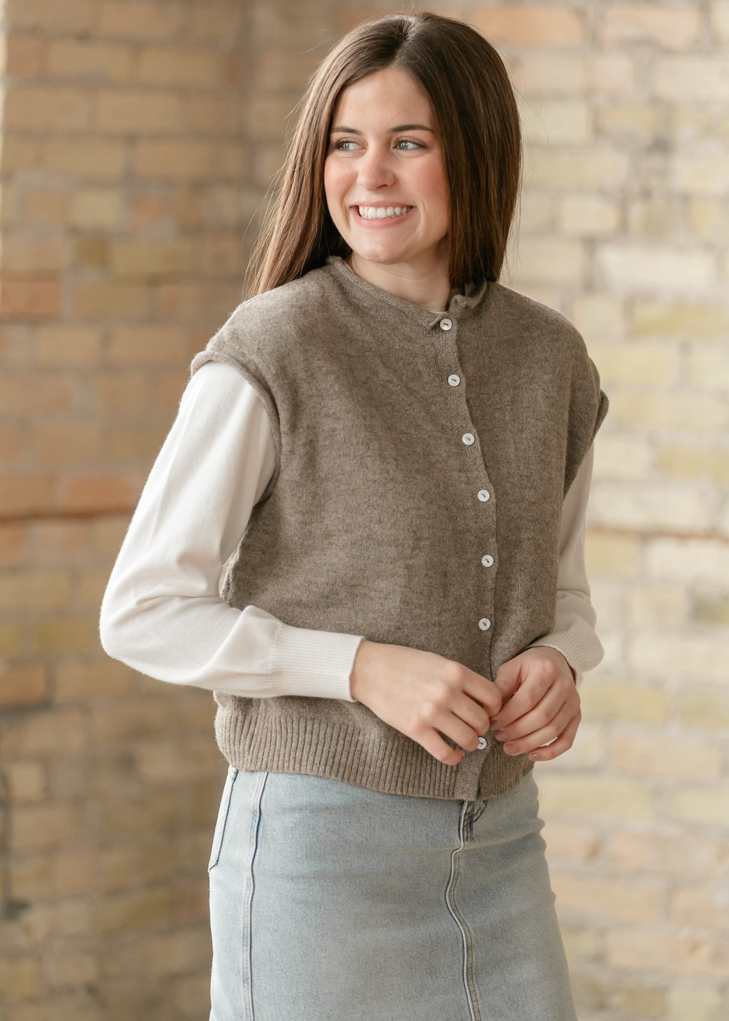 Things Between® Mocha Piper Vest Cardigan - FINAL SALE