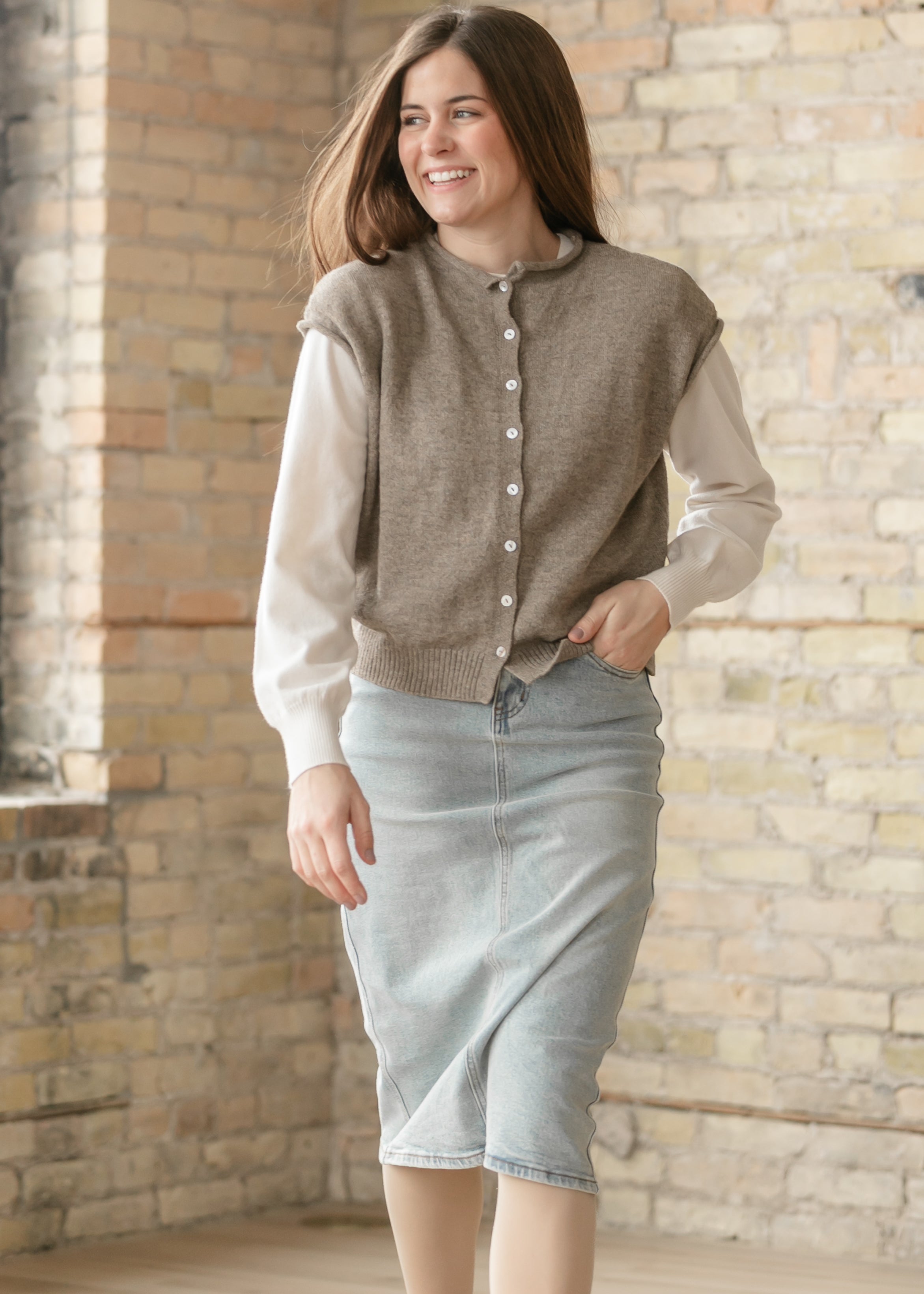 Things Between® Mocha Piper Vest Cardigan - FINAL SALE